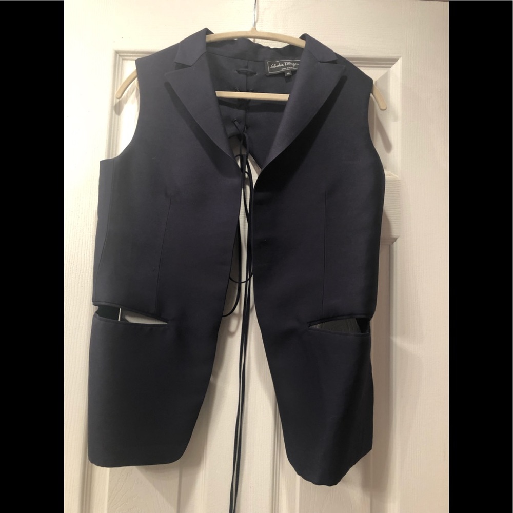 Salvatore Ferragamo Navy Open-Back Vest